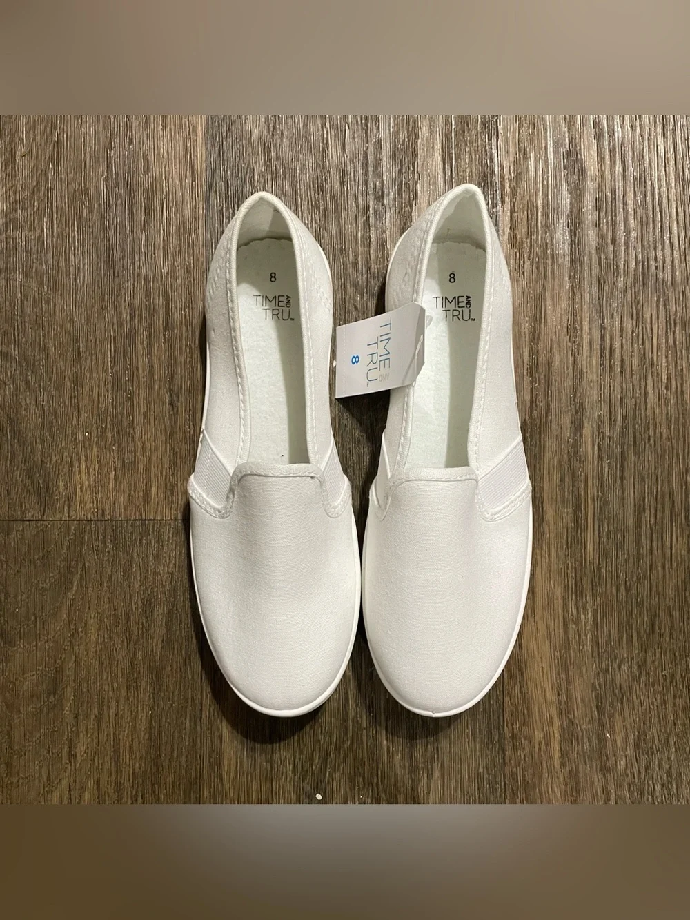 Time and Tru  White Slip-On Canvas Sneakers Size 8 Women